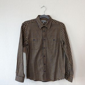 Ash & Erie Everyday Flannel Shirt - Gingham Plaid Yellow Blue Slim Small